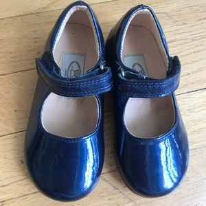Beautiful blue patent leather toddler baby doll shoes